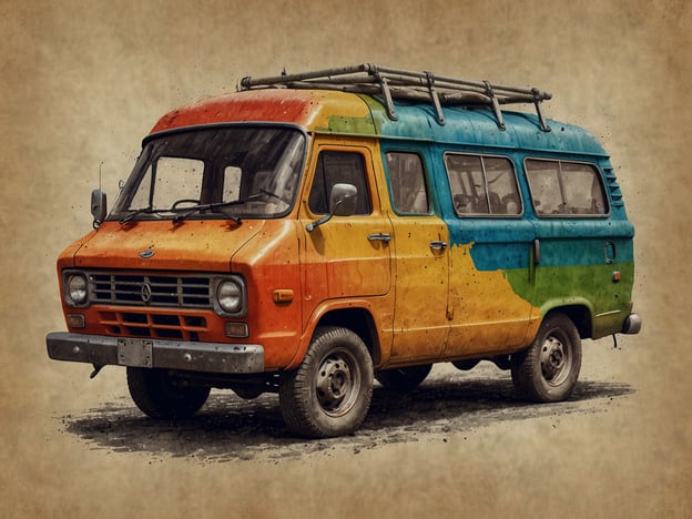 Auf dem Bild ist ein bunt bemalter Transporter zu sehen, der lebendige Farben wie Orange, Gelb, Blau und Grün kombiniert. Dieser Vintage-Fahrzeugtyp strahlt eine nostalgische Atmosphäre aus und könnte mit kulturellen Reisen oder Festivals in Verbindung gebracht werden. Solche Fahrzeuge sind oft Teil von Gemeinschaften, die die Vielfalt der Kulturen und Traditionen zelebrieren.Sie werden häufig bei Veranstaltungen eingesetzt, die das Zusammenkommen von Menschen aus verschiedenen Hintergründen fördern und die Schönheit lebendiger Traditionen hervorheben. Die Farben des Fahrzeugs können auch symbolisch für Freude, Freiheit und kreative Ausdrucksformen stehen, die in vielen Kulturen eine wichtige Rolle spielen.