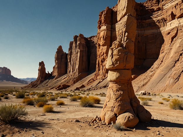 Auf dem Bild sind beeindruckende Felsformationen in einer wüstenartigen Landschaft zu sehen, die typisch für die Region Ischigualasto in Argentinien sind. Dieser geologische Park bietet nicht nur spektakuläre Landschaften, sondern ist auch ein wichtiger Standort für die Paläontologie, wo viele Fossilien von Dinosauriern gefunden wurden.Die Ökologie des Ischigualasto ist geprägt von einer kargen Wüstenlandschaft mit spärlicher Vegetation, die hauptsächlich aus verschiedenen Sträuchern und Gräsern besteht, die an trockene Bedingungen angepasst sind. Die Tierwelt umfasst Arten, die in diesem extremen Klima überleben können, darunter Reptilien und verschiedene Vogelarten. Die Region bietet einen einzigartigen Lebensraum, der sowohl historische als auch biologische Bedeutung hat, und ist ein faszinierendes Beispiel für das Zusammenspiel von Geologie und Ökologie.