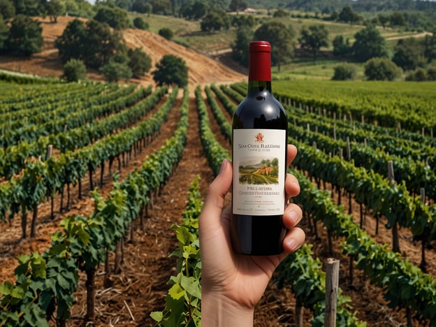 Auf dem Bild ist eine Hand zu sehen, die eine Flasche Wein hält, während im Hintergrund ein weitläufiges Weinberg-Layout mit Reben zu erkennen ist. Diese Szene symbolisiert nicht nur die Tradition des Weinbaus, sondern auch die wachsende Bedeutung von Nachhaltigkeit in der Landwirtschaft.In der Zukunft könnten Weinproduzenten zunehmend auf umweltfreundliche Anbaumethoden setzen, um die Auswirkungen auf den Klimawandel zu minimieren. Dazu gehören Techniken wie Blühstreifen, Biodiversität und der Einsatz von organischen Düngemitteln. Diese Entwicklungen fördern nicht nur eine gesunde Ökologie, sondern könnten auch die Qualität des Weins verbessern. Auf lange Sicht wird der Fokus auf nachhaltige Praktiken den Weinbau nicht nur umweltbewusster, sondern auch wirtschaftlich tragfähiger machen.