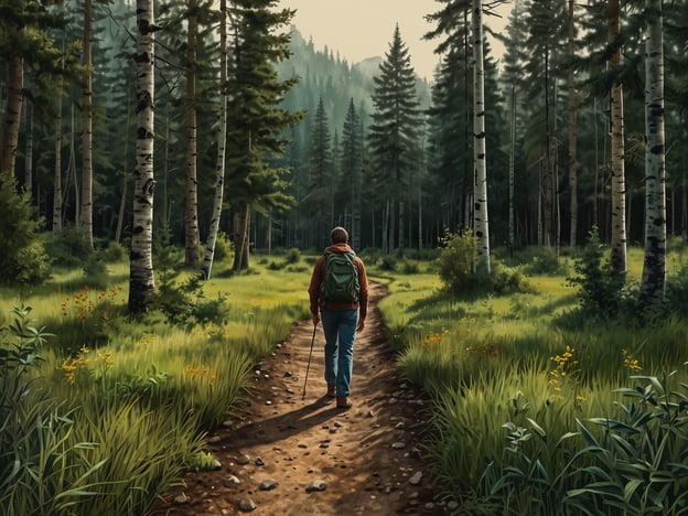 Auf dem Bild ist eine Person zu sehen, die einen Waldweg entlang läuft. Die Umgebung ist geprägt von hohen Bäumen und einer üppigen grünen Wiese. Diese Szenerie eignet sich hervorragend für Aktivitäten von Naturliebhabern wie:1. **Wandern**: Genießen Sie die frische Luft und die Schönheit der Natur auf einem schönen Waldweg.2. **Fotografie**: Halten Sie die malerische Landschaft und die Tierwelt mit Ihrer Kamera fest.3. **Vogelbeobachtung**: Lauschen Sie den Stimmen der Vögel und beobachten Sie sie in ihrem natürlichen Lebensraum.4. **Picknick**: Machen Sie eine Pause und genießen Sie ein Picknick inmitten der Natur.5. **Naturstudien**: Erkunden Sie die Pflanzen- und Tierwelt und lernen Sie mehr über die lokale Flora und Fauna.Solche Aktivitäten bieten eine wunderbare Möglichkeit, sich mit der Natur zu verbinden und zu entspannen.