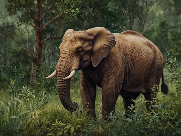 Auf dem Bild ist ein Elefant zu sehen, der in einer dichten, grünen Landschaft steht.Die ökologische Bedeutung der Kolonie solcher Tiere ist immens. Elefanten spielen eine Schlüsselrolle im Ökosystem: Sie fördern die biologische Vielfalt, indem sie Pflanzen fressen und somit das Wachstum anderer Arten unterstützen. Ihre Wanderungen helfen, Samen zu verbreiten, was zur Regeneration von Wäldern beiträgt. Zudem schaffen sie durch ihre Bewegungen Pfade im Unterholz, die anderen Tieren als Lebensraum dienen. Diese Interaktionen fördern ein gesundes Ökosystem und sind entscheidend für den Erhalt der Artenvielfalt.