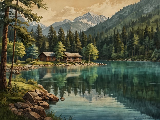 Auf dem Bild ist eine malerische Landschaft zu sehen, die eine ruhige Seeszene mit einem Holzhaus umgeben von Bäumen und Bergen zeigt. Abgesehen von Wanderungen bieten sich hier verschiedene Erholungsmöglichkeiten an:1. **Angeln**: Der See lädt dazu ein, friedlich zu angeln und die Natur zu genießen.2. **Bootfahren**: Eine kleine Bootstour kann für Entspannung und Spaß sorgen.3. **Picknicken**: An den Ufern des Sees kann man ein gemütliches Picknick machen.4. **Fotografie**: Die schöne Umgebung ist ideal für Naturfotografie.5. **Naturbeobachtungen**: Vögel und andere Tiere können hier in ihrer natürlichen Umgebung beobachtet werden.Diese Aktivitäten bieten eine großartige Möglichkeit, die Stille und Schönheit der Natur zu genießen.