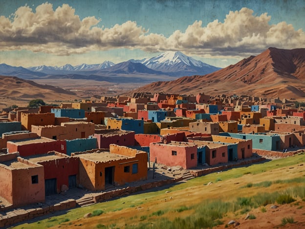 Auf dem Bild sind farbenfrohe Häuser in einer bergigen Landschaft zu sehen, umgeben von einer beeindruckenden Gebirgskulisse. Die Architektur scheint traditionell zu sein, und die Szenerie strahlt eine friedliche und malerische Atmosphäre aus.**Tipps für deinen Besuch in La Paz:**1. **Höhenanpassung:** La Paz liegt auf über 3.600 Metern Höhe. Nimm dir Zeit, um dich an die Höhe zu gewöhnen und trinke viel Wasser, um Höhenkrankheit zu vermeiden.2. **Transport:** Nutze das Seilbahnsystem Mi Teleférico, um hervorragende Ausblicke auf die Stadt und die Umgebung zu genießen. Es ist ein praktisches und einzigartiges Verkehrsmittel.3. **Marktbesuche:** Besuche den Hexenmarkt (Mercado de las Brujas), um traditionelle Anden-Kräuter und Kunsthandwerk zu entdecken. Hier kannst du auch lokale Souvenirs kaufen.4. **Kulturstätten:** Erkunde die vielen Museen, wie das Museo de Oro, um mehr über die Geschichte und Kultur Boliviens zu erfahren.5. **Küche probieren:** Kosten von bolivianischen Gerichten wie Salteñas und Pique Macho. Probiere auch den einheimischen Kaffee und frisches Obst von den Märkten.6. **Sonnenschutz:** Die Sonne ist in großer Höhe intensiver, also vergiss nicht, Sonnencreme und eine Sonnenbrille mitzunehmen.Genieße deinen Besuch in La Paz und die atemberaubende Schönheit der Umgebung!