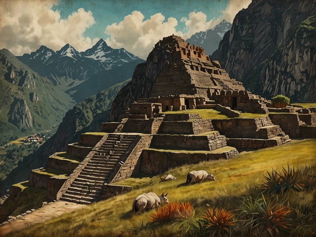 Auf dem Bild ist eine gewaltige, archäologische Struktur zu sehen, die an die Inka-Architektur erinnert, umgeben von einer beeindruckenden Berglandschaft. Diese Szene könnte mit der Isla del Sol in Verbindung gebracht werden, die eine zentrale Rolle in der Inka-Geschichte spielt.Die Isla del Sol, im Titicacasee gelegen, wurde von den Inkas als heilig angesehen und galt als Geburtsstätte der Sonne sowie als religiöses und kulturelles Zentrum. Viele wichtige Rituale fanden dort statt, und die Inka glaubten, dass von dieser Insel die Schöpfung der ersten Inkas, Manco Capac und Mama Ocllo, ausging.Die archäologischen Stätten auf der Insel, wie die Ruinen von Pilko Kaina, sind Belege für die religiöse Bedeutung und die umfassende Zivilisation, die dort existierte. Die majestätische Natur und die zeremoniellen Gebäude machen die Isla del Sol zu einem wichtigen Erbe der inkaischen Kultur und Geschichte.