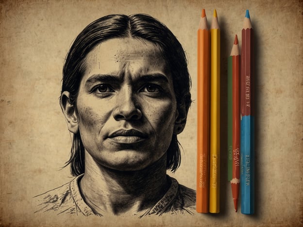 Auf dem Bild ist ein Portrait eines Mannes zu sehen, der intensiv in die Kamera blickt. Daneben liegen einige Buntstifte in verschiedenen Farben.Der Cristo de la Concordia ist eine monumentale Statue des Jesus Christus in Bolivien, die für ihre beeindruckende Größe und den symbolischen Charakter bekannt ist. Sie steht für Frieden und Versöhnung und verkörpert den Glauben sowie die Hoffnung der Menschen in der Region. Die Statue zieht viele Besucher an und ist ein bedeutendes Symbol für die Stadt Cochabamba und ihre kulturelle Identität.