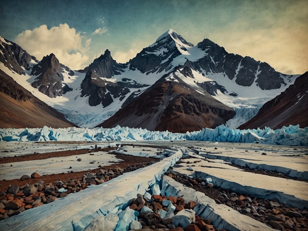 Auf dem Bild ist eine imposante Berglandschaft zu sehen, die vermutlich Gletscher und das Hochgebirge zeigt. Diese Regionen sind besonders anfällig für die Auswirkungen des Klimawandels.Der Chacaltaya-Gletscher in Bolivien ist ein Beispiel für solche Veränderungen. Er ist durch steigende Temperaturen stark geschrumpft, was die Wasserversorgung in der Region gefährdet. Diese Veränderung wirkt sich negativ auf die lokale Bevölkerung, die Landwirtschaft und die Biodiversität aus.Nachhaltigkeit spielt hier eine entscheidende Rolle. Um den Einfluss des Klimawandels zu mindern, sind Maßnahmen zur Erhaltung der Gletscher und zur Reduzierung der Treibhausgasemissionen notwendig. Nur durch ein nachhaltiges Management der natürlichen Ressourcen kann die zukünftige Lebensqualität in solchen Gebirgen gesichert werden.