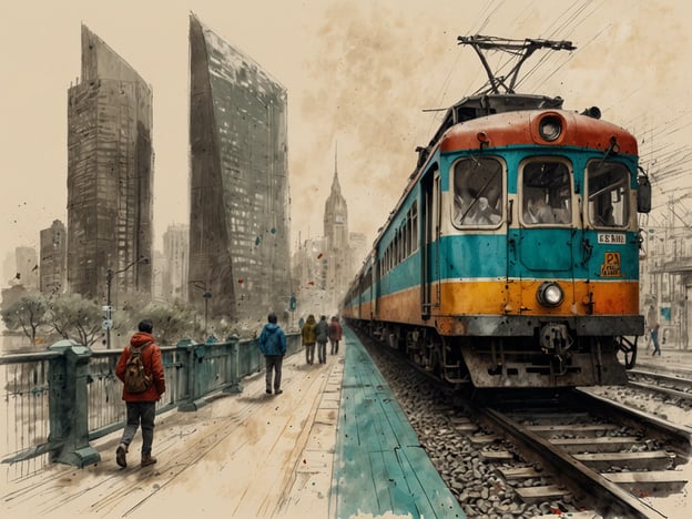 Auf dem Bild ist ein Zug zu sehen, der an einem modernen Bahngleis in einer städtischen Umgebung hält. Umgeben von hohen Gebäuden und einer geschäftigen Fußgängerzone, zeigen einige Menschen, die die Brücke oder den Gehweg entlanggehen, dass es ein lebendiger Ort ist.Für einen unvergesslichen Aufenthalt in einer solchen Stadt empfehle ich folgende Tipps:1. **Erkunde die Umgebung zu Fuß**: Viele Städte haben versteckte Ecken und interessante Details, die man beim Gehen leicht entdecken kann.2. **Nutze öffentliche Verkehrsmittel**: Wie im Bild zu sehen, bieten Züge eine effiziente Möglichkeit, sich in der Stadt fortzubewegen. Informiere dich über die besten Verbindungen.3. **Besuche lokale Märkte und Cafés**: Die lokale Gastronomie ist oft ein Highlight. Probiere regionale Spezialitäten und genieße die Atmosphäre.4. **Plane Zeit für Sehenswürdigkeiten ein**: Informiere dich im Voraus über die wichtigsten Attraktionen und besuche sie zu weniger frequentierten Zeiten.5. **Nimm an Führungen teil**: Ob zu Fuß, mit dem Fahrrad oder sogar kulinarischen Touren – geführte Touren können dir viele interessante Informationen und Perspektiven bieten.6. **Achte auf die Umgebung**: Halte Ausschau nach Kunstwerken, Denkmälern und Parks, die oft einen besonderen Charme ausstrahlen.Viel Spaß bei deinem Aufenthalt!
