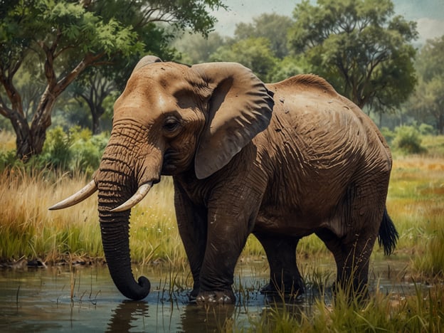 Auf dem Bild ist ein Elefant, der in einem Gewässer steht, umgeben von einer grünen, bewaldeten Landschaft. Diese Szenerie erinnert an den Madidi-Nationalpark in Bolivien, der für seine beeindruckende Biodiversität bekannt ist.Nachhaltigkeit und Naturschutz spielen eine entscheidende Rolle im Madidi-Nationalpark. Der Schutz solcher Lebensräume hilft nicht nur, gefährdete Tierarten wie Elefanten zu bewahren, sondern fördert auch das ökologische Gleichgewicht. Initiativen, die auf nachhaltige Praktiken abzielen, sind wichtig, um die natürliche Umgebung zu erhalten und gleichzeitig den Bedürfnissen der einheimischen Bevölkerung gerecht zu werden. Dies kann durch umweltfreundlichen Tourismus und die Förderung von natürlichen Ressourcen geschehen, die die Menschen unterstützen, während sie gleichzeitig die Tierwelt schützen.