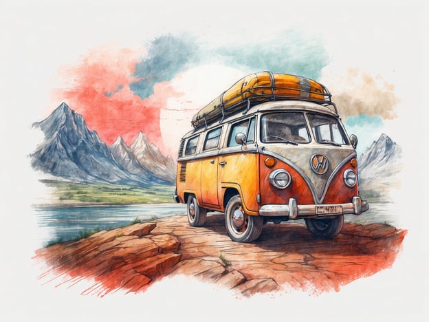 Auf dem Bild ist ein orangefarbener VW-Bus mit einem Dachgepäckträger zu sehen, der an einer malerischen Felsenlandschaft mit Bergen und einem See steht. Der Himmel ist in warmen Farben gehalten, was eine entspannte und abenteuerliche Atmosphäre verbreitet.
Warum solltest du den Naturhochseilgarten Waldkirchen besuchen? Der Hochseilgarten bietet eine aufregende Möglichkeit, die Natur aktiv zu erleben. Hier kannst du dein Gleichgewicht und deine Geschicklichkeit auf verschiedenen Kletterparcours testen. Außerdem ist es eine ideale Gelegenheit für Familien und Gruppen, gemeinsam Spaß zu haben und Herausforderungen zu meistern. Die wunderschöne Umgebung steigert das Erlebnis und lässt dich die Natur in vollen Zügen genießen!
