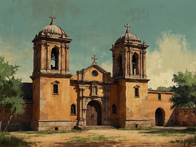 Auf dem Bild ist eine historisch anmutende Kirche oder eine Missionsstation zu sehen, die vermutlich die Mission San Ignacio de Velasco darstellt. Diese Mission wurde im 18. Jahrhundert von den Jesuiten in der Region des heutigen Boliviens gegründet.San Ignacio de Velasco ist von historischer Bedeutung, da sie ein wichtiges Zentrum der Jesuitenmissionen war. Diese Missionen spielten eine entscheidende Rolle bei der Christianisierung und der Integration der indigenen Bevölkerung in die europäische Kultur. Die Architektur, die sich durch barocke Elemente auszeichnet, spiegelt den Einfluss der kolonialen Zeit wider und zeigt die Bemühungen der Jesuiten, kulturelle und religiöse Werte zu vermitteln.Heute ist San Ignacio de Velasco nicht nur ein kulturelles Erbe, sondern auch ein Symbol für die vermischte Geschichte Boliviens, die die indigenen Traditionen und den Einfluss der europäischen Kolonialisierung verbindet.