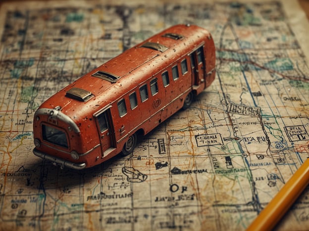Auf dem Bild ist ein roter Spielzeugbus zu sehen, der auf einer alten Landkarte steht. Diese Darstellung kann sehr inspirierend für Reisende sein, die Abenteuer und Erkundungen in neuen Landschaften planen.### Anreise1. **Transportmittel wählen**: Überlegen Sie, ob Sie mit dem Auto, Zug oder Flugzeug anreisen möchten. Jeder Weg hat seine Vorteile: das Auto bietet Flexibilität, der Zug eine entspannende Fahrt, und das Flugzeug ist ideal für lange Strecken.2. **Reiseroute planen**: Verwenden Sie die Karte, um interessante Zwischenstopps auf Ihrem Weg zu identifizieren. Notieren Sie sich Sehenswürdigkeiten oder Attraktionen, die Sie besuchen möchten.### Praktische Tipps für Besucher1. **Planung im Voraus**: Informieren Sie sich über die Orte, die Sie besuchen möchten. Prüfen Sie Öffnungszeiten und eventuelle Eintrittspreise.2. **Karten und Apps nutzen**: Laden Sie Offline-Karten herunter oder nutzen Sie Apps, um sich während Ihres Aufenthalts leicht zu orientieren.3. **Packlisten**: Erstellen Sie eine Packliste basierend auf Ihrem Reiseziel und der Jahreszeit. Vergessen Sie nicht wichtige Dinge wie Ladegeräte, Wetterkleidung und Reiseunterlagen.4. **Essen und Trinken**: Erkundigen Sie sich nach lokalen Spezialitäten und Restaurants, um die Kultur der Region besser kennenzulernen.Mit diesen Tipps sind Sie gut vorbereitet für Ihr nächstes Abenteuer!