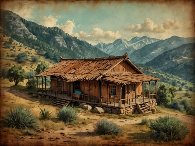 Auf dem Bild ist eine rustikale Holzhütte in einer ländlichen Umgebung zu sehen, umgeben von Bergen und Vegetation. Diese Art von Architektur kann in vielen Regionen, einschließlich der Lomas de Arena, kulturell bedeutend sein.Die Lomas de Arena, ein Ort in Paraguay, sind bekannt für ihre einzigartigen Sanddünen und ihre kulturelle Vielfalt. In dieser Region leben zahlreiche indigenen Gemeinschaften, deren Traditionen und Techniken sich stark in der Architektur und dem Lebensstil widerspiegeln. Die Holzhütte könnte daher symbolisch für die Verbindung der Menschen zur Natur und ihren Traditionen stehen, die im Einklang mit der Umgebung und den verfügbaren Materialien stehen. Das Bild vermittelt ein Gefühl von Ruhe und Tradition, was relevante Themen für die Kultur der Lomas de Arena sind.