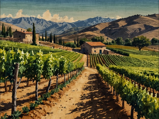 Auf dem Bild sind weitläufige Weinberge zu sehen, die von sanften Hügeln und Bergen umgeben sind. Diese Landschaft könnte ein Beispiel für die Weinregion Tarija in Bolivien sein, die für ihren qualitativ hochwertigen Wein bekannt ist.Nachhaltigkeit im Weinbau spielt eine entscheidende Rolle für die Zukunft dieser Region. Der Einsatz umweltfreundlicher Anbaumethoden, wie biologischer Anbau und reduzierte Wasserverbrauch, hilft nicht nur, die Umwelt zu schützen, sondern verbessert auch die Qualität der Trauben. Die Förderung von Biodiversität im Weinberg kann zudem die Resilienz gegenüber Klimaänderungen erhöhen.Die Zukunft des Weinbaus in Tarija könnte sich durch innovative Techniken und den Fokus auf nachhaltige Praktiken weiterentwickeln, was sowohl ökologischen als auch ökonomischen Nutzen bringt. In einer Welt, die zunehmend auf Nachhaltigkeit setzt, könnte Tarija eine Vorreiterrolle einnehmen und zum Vorbild für andere Weinregionen werden.