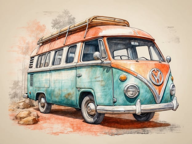 Auf dem Bild ist ein nostalgischer VW-Bus zu sehen, der oft mit Reisen und Abenteuer assoziiert wird. Dieser Bus könnte als Symbol für nachhaltige Mobilität und Umweltbewusstsein dienen.Er steht für das Konzept, die Natur zu erkunden und gleichzeitig umweltfreundlich unterwegs zu sein. Mit einem Fokus auf das Reisen in der Natur lädt ein solcher Bus dazu ein, nachhaltige Reisen zu fördern, die weniger CO2-Emissionen verursachen.Darüber hinaus könnte er durch seinen klassischen Charme und die Möglichkeit zur Umnutzung auch als Beispiel für Recycling und die Wertschätzung von langlebigen Gütern dienen, was im Sinne des Umweltschutzes steht.