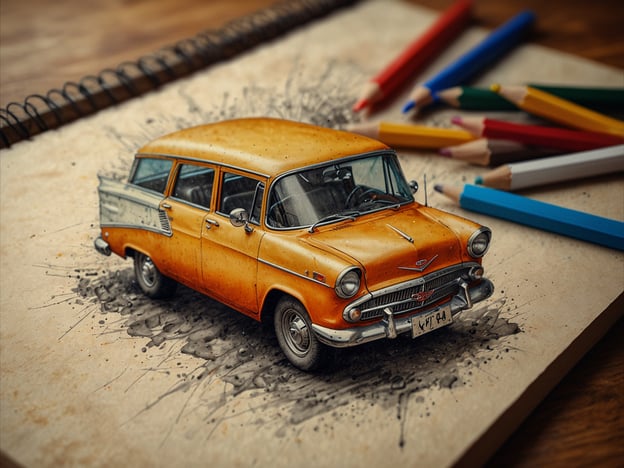 Auf dem Bild ist eine detailreiche Illustration eines orangefarbenen Oldtimer-Autos zu sehen, das auf einer Zeichnung steht, umgeben von Buntstiften.Hier sind einige Tipps für einen unvergesslichen Aufenthalt:1. **Erkundung der Umgebung**: Wenn du an einem Ort bist, der historische Autos ausstellt, nutze die Gelegenheit, um ein paar Runden durch die Gegend zu drehen oder an Oldtimer-Veranstaltungen teilzunehmen.2. **Fotografie**: Dokumentiere deine Erlebnisse mit vielen Fotos von klassischen Autos und interessanten Orten. Eine alte Stadt oder eine malerische Landschaft bietet tolle Hintergründe!3. **Kreativität ausleben**: Nutze deine Zeit, um selbst etwas zu zeichnen oder zu malen, vielleicht inspiriert von den Oldtimern, die du siehst.4. **Lokale Kulinarik**: Probiere die lokale Küche in der Nähe von Autoshows oder Vintage-Events. Oft gibt es tolle Food-Trucks oder Stände, die besondere Gerichte anbieten.5. **Geselligkeit**: Suche den Kontakt zu anderen Auto-Enthusiasten. Oft ergeben sich spannende Gespräche und du erfährst viel über die Leidenschaft der anderen.Egal, wo du bist, bleib offen für neue Erlebnisse und genieße jeden Moment!
