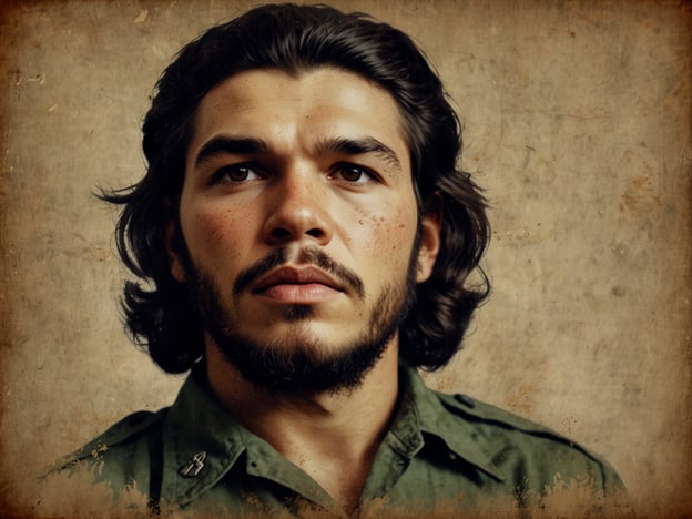 Auf dem Bild ist eine Person mit einem ernsten Gesichtsausdruck und langen Haaren zu sehen, die eine grüne Militärjacke trägt. Diese Darstellung könnte an Che Guevara erinnern, eine ikonische Figur, die für seine Rolle in der kubanischen Revolution bekannt ist.Che Guevara ist in der Popkultur zu einem Symbol für Rebellion und soziale Gerechtigkeit geworden. Sein Bild, vor allem das berühmte Porträt von Alberto Korda, wird oft verwendet, um politische Bewegungen oder Ideen des Widerstands zu repräsentieren. Er ist nicht nur in recht politischen Kreisen präsent, sondern auch in der Mode, Kunst und Musik, wodurch sein Erbe und seine Ideologie weiterhin einen starken Einfluss auf verschiedene Generationen ausüben.