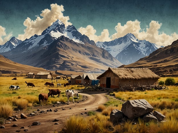 Auf dem Bild ist eine landschaftliche Szene zu sehen, die eine friedliche Umgebung im Cajamarca-Tal darstellt. Die beeindruckenden Berge im Hintergrund, kombiniert mit Weideland, auf dem Rinder grasen, und traditionellen Hütten, vermitteln ein Bild von ländlicher Idylle.Nachhaltiger Tourismus im Cajamarca-Tal könnte hier durch die Förderung von umweltfreundlichen Praktiken, die Unterstützung der lokalen Gemeinde und den Erhalt der eindrucksvollen Natur erfolgen. Touristen könnten beispielsweise lokale Produkte kaufen und an traditionellen landwirtschaftlichen Praktiken teilnehmen, was zur Erhaltung der Kultur und Natur der Region beiträgt. Solche Ansätze könnten dabei helfen, die Schönheit des Cajamarca-Tals für zukünftige Generationen zu bewahren.