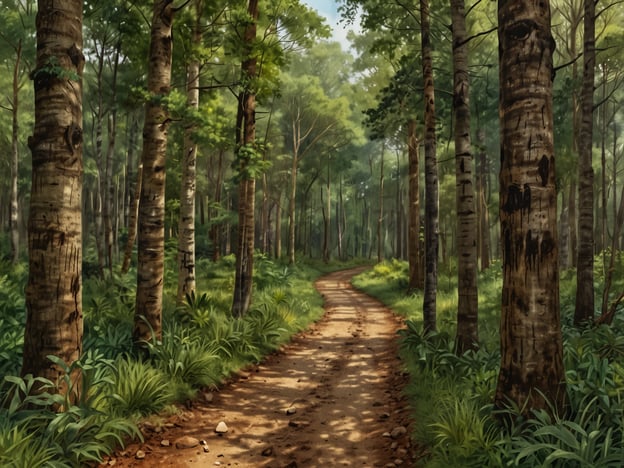 Auf dem Bild ist ein grüner Wald mit einem schmalen, erdigen Weg zu sehen. Diese Landschaft erinnert stark an die Chiquitano-Wälder, die sich in Bolivien befinden.Die Chiquitano-Wälder sind kulturell sehr bedeutend, da sie nicht nur eine reiche Biodiversität beherbergen, sondern auch die Heimat vieler indigener Völker sind. Diese Gemeinschaften haben über Jahrhunderte hinweg eine tiefe spirituelle und praktische Verbindung zu diesen Wäldern entwickelt. Der Wald ist ein wichtiges Element ihres Alltags, sowohl für traditionelle Praktiken als auch für ihre Lebensweise.Außerdem sind die Chiquitano-Wälder für ihre nachhaltigen Forstwirtschaftspraktiken bekannt, die den Erhalt der Umwelt fördern und gleichzeitig wirtschaftliche Möglichkeiten bieten. Diese Wälder spielen also eine wesentliche Rolle im ökologischen Gleichgewicht und im kulturellen Erbe der Region.