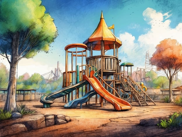 Auf dem Bild ist ein Abenteuerspielplatz zu sehen, der aus einer großen Kletterstruktur mit Rutschen besteht. Der Spielplatz ist von Bäumen und einem hellen Himmel umgeben, was eine freundliche und einladende Atmosphäre schafft.Der Abenteuerspielplatz Grafenau könnte ein ähnlicher Ort sein, der Kindern die Möglichkeit bietet, zu spielen, zu klettern und ihre motorischen Fähigkeiten zu entwickeln. Solche Plätze sind oft mit verschiedenen Spielgeräten ausgestattet und bieten Raum für Bewegung und soziale Interaktionen.