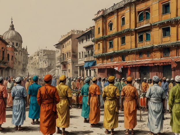 Das Bild zeigt eine lebendige Szene, die an traditionelle Feste in Vitória erinnern könnte. In Vitória, der Hauptstadt des brasilianischen Bundesstaates Espírito Santo, spielt die Kultur eine zentrale Rolle, geprägt von Kolonialgeschichte und verschiedenen ethnischen Einflüssen.Die bunten Kleidungsstücke deuten auf eine festliche Atmosphäre hin, ähnlich den lokalen Festen, bei denen Menschen in traditioneller Kleidung zusammenkommen, um Musik, Tanz und Essen zu feiern. Diese Traditionen spiegeln die Vielfalt der Stadt wider, wo afrikanische, europäische und indigene Elemente miteinander verschmelzen.Solche Zusammenkünfte sind oft ein Ausdruck des gemeinschaftlichen Geistes und der Identität der Bewohner, die in Vitória lebendig gehalten wird.