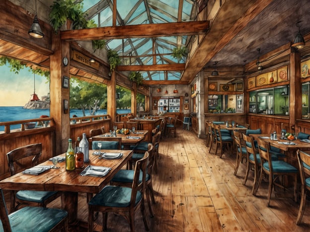 Auf dem Bild ist ein helles und einladendes Restaurant zu sehen, das große Fenster hat und einen Blick auf das Wasser bietet. Die Inneneinrichtung ist aus Holz, mit Tischen und Stühlen, die eine entspannte Atmosphäre schaffen. Die Umgebung wirkt botanisch, mit Pflanzen und einem schönen Ausblick.Wenn du in Vitória bist, hier einige Tipps:1. **Lokale Küche probieren**: Nutze die Gelegenheit, um frische Meeresfrüchte und typische Gerichte aus der Region zu genießen.2. **Spaziergänge am Strand**: Die Strände von Vitória sind ideal für entspannte Spaziergänge oder um einfach die Sonne zu genießen.3. **Stadt erkunden**: Besuche Sehenswürdigkeiten wie das Convento da Penha oder den Parque Moscoso, um mehr über die Kultur zu erfahren.4. **Transportmittel nutzen**: Überlege, die öffentlichen Verkehrsmittel oder Taxis zu nutzen, um dich einfach in der Stadt fortzubewegen.5. **Kultur erleben**: Informiere dich über lokale Feste oder Veranstaltungen während deines Aufenthalts, um die brasilianische Kultur hautnah zu erleben.Genieße deinen Aufenthalt!