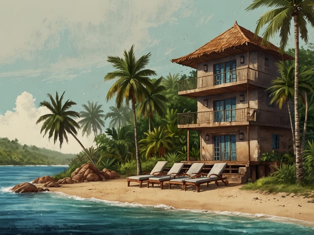 Auf dem Bild ist ein malerisches, zweigeschossiges Gebäude zu sehen, das in tropischer Umgebung an einem Strand steht. Umgeben von Palmen und einem ruhigen Gewässer wirkt es einladend und entspannend. Hier sind einige Tipps für deinen Aufenthalt in Itacaré:1. **Unterkunft**: Wähle eine Unterkunft in Strandnähe, um die Schönheit der Küste jederzeit genießen zu können. Ferienwohnungen oder kleine Ressorts bieten oft eine persönliche Atmosphäre.2. **Strandaktivitäten**: Nutze die vielen Strände wie Praia da Concha oder Praia do Resende für Schwimmen, Sonnenbaden oder Surfen. Es gibt auch Möglichkeiten für Schnorcheln und Tauchen.3. **Wanderungen**: Erkunde die umliegenden Regenwälder und natürlichen Wanderrouten. Der Nationalpark von Itacaré hat atemberaubende Aussichtspunkte.4. **Kulinarisches**: Probiere lokale Küche in den Restaurants der Stadt. Fischgerichte und tropische Früchte sind besonders empfehlenswert.5. **Kultur**: Besuche lokale Märkte und erlebe das bunte Treiben der Stadt. Informiere dich über traditionelle Feste und Veranstaltungen.6. **Transport**: Es kann hilfreich sein, ein Auto zu mieten, um die Gegend flexibel zu erkunden und abgelegene Strände zu erreichen.Viel Spaß bei deiner Planung und genieße die Zeit in Itacaré!