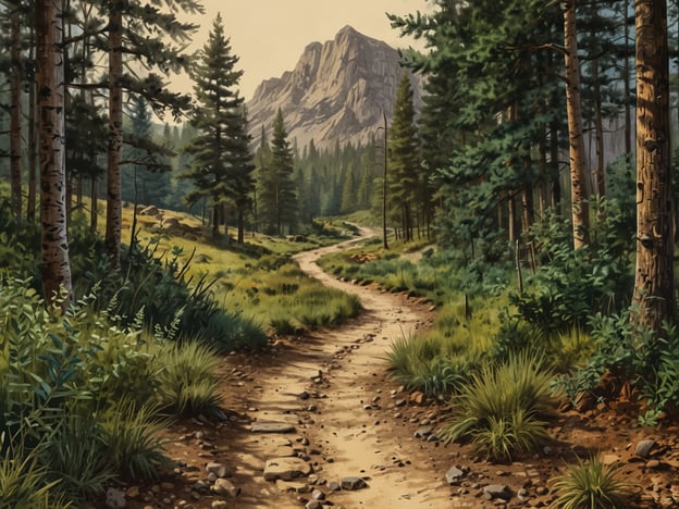 Auf dem Bild ist ein malerischer Waldweg zu sehen, der sich durch eine grüne Landschaft schlängelt. Die Umgebung ist von hohen Bäumen und einer majestätischen Bergkulisse geprägt.Hier könnten Entdecker folgende Aktivitäten erleben:1. **Wanderungen:** Auf den verwunschenen Wegen die Natur erkunden und die Ruhe des Waldes genießen.2. **Naturbeobachtungen:** Vögel und andere Wildtiere beobachten, die in diesem Lebensraum heimisch sind.3. **Fotografie:** Atemberaubende Landschaften und Details der Flora und Fauna festhalten.4. **Picknicks:** An einem idyllischen Platz im Grünen entspannen und die frische Luft genießen.5. **Erkundungstouren:** Karte und Kompass verwenden, um unbekannte Pfade zu entdecken und sich mit der Umgebung vertraut zu machen.Diese Aktivitäten fördern nicht nur das Bewusstsein für die Natur, sondern auch körperliche Fitness und das Entdecken neuer Perspektiven.