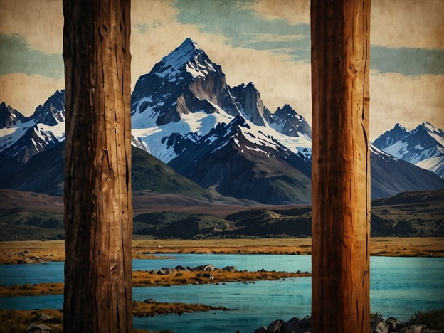 Auf dem Bild sind majestätische Berge mit schneebedeckten Gipfeln und einem klaren blauen Wasserlauf zu sehen. Die Landschaft wirkt unberührt und wild, mit grünen Wiesen und einem natürlichen Habitat.Geografisch liegt Punta Arenas im südlichen Chile, an der Straße von Magellan. Diese Region ist bekannt für ihre beeindruckende Natur, darunter Berge, Fjorde und ein maritimes Klima. Die dargestellte Landschaft könnte eine ähnliche alpine Umgebung zeigen, die man auch in der Region um Punta Arenas finden könnte.