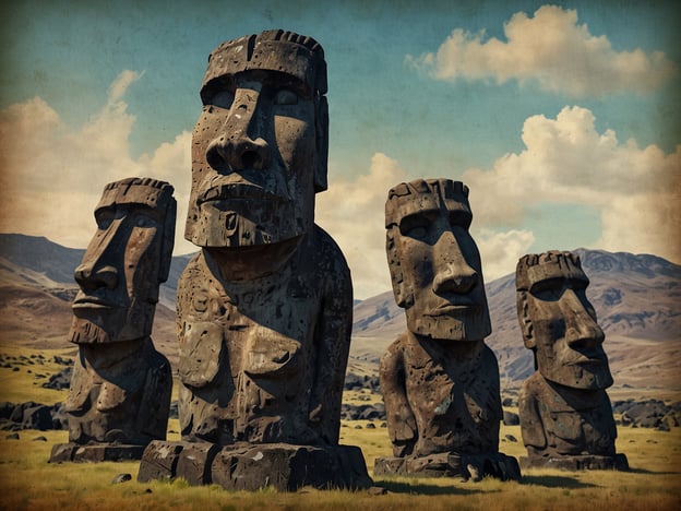 Auf dem Bild sind mehrere Moai-Statuen zu sehen, die charakteristisch für die Rapa Nui-Kultur auf der Osterinsel sind. Diese monumentalen Steinfiguren, die aus vulkanischem Tuff gehauen wurden, haben eine bedeutende Rolle in der sozialen und spirituellen Welt der Rapa Nui gespielt.Die Moai repräsentieren oft verstorbene Vorfahren und stehen symbolisch für den Schutz und die Führung der Gemeinschaft. Ihre Ausrichtung, häufig mit dem Blick aufs Landesinnere, soll die Bewohner vor Feinden schützen und ihnen Wohlstand bringen. Sie sind auch Ausdruck des sozialen Status und der Macht der Familien, die sie in Auftrag gaben.Die Errichtung und Pflege der Moai war eng mit dem Glaubenssystem der Rapa Nui verbunden, das auch den Ahnendienst umfasste. Durch ihre beeindruckende Größe und das kunstvolle Design haben die Moai nicht nur religiöse Bedeutung, sondern sind auch ein wichtiges kulturelles Erbe, das heute weltweit Anerkennung findet.