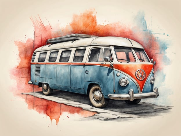 Auf dem Bild ist ein klassischer VW-Bus zu sehen, der durch seine charakteristische Form und Farbgebung besticht. Dieser Bus ist bei vielen Besuchern und Liebhabern von Oldtimern sehr beliebt. Viele Menschen erinnern sich an die Zeiten, in denen er als Campingfahrzeug genutzt wurde, was nostalgische Gefühle weckt.Besucher, die diesen Bus in der Realität erleben, berichten oft von seiner Robustheit und dem einzigartigen Fahrgefühl. Viele haben damit schöne Erinnerungen an Roadtrips oder Campingausflüge, die häufig mit einer starken Gemeinschaft und Freiheit assoziiert werden. Das Design des Busses hat sich über die Jahre als zeitlos erwiesen und zieht nach wie vor die Blicke der Menschen auf sich.