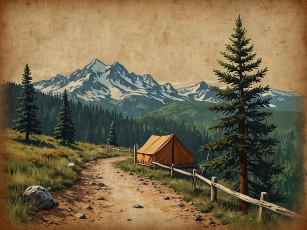 Auf dem Bild ist eine malerische Landschaft mit einem Wanderweg, umgeben von hohen Bergen und dichten Wäldern zu sehen. Ein Zelt ist am Wegesrand aufgestellt. Diese Szenerie lädt ein, die Natur zu genießen und sich mit ihr zu verbinden.Beim nachhaltigen Wandern ist es wichtig, respektvoll mit der Natur umzugehen. Das bedeutet, Wege nicht zu verlassen, die natürliche Umgebung zu schützen und keinen Müll zu hinterlassen. So können wir die Schönheit der Natur bewahren und auch zukünftigen Generationen ermöglichen, diese Erlebnisse zu genießen.