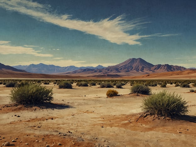 Auf dem Bild ist eine weite, trockene Landschaft mit sanften Hügeln und einer bergigen Kulisse im Hintergrund zu sehen. Es scheint, als wäre die Umgebung relativ unberührt, mit einigen Sträuchern und Pflanzen, die das karge Land durchbrechen.Die Laguna Cejar liegt in der Atacama-Wüste in Chile, etwa 25 Kilometer nördlich von San Pedro de Atacama. Sie ist bekannt für ihr salzhaltiges Wasser und die beeindruckenden Ausblicke auf die umliegenden Berge. Die Erreichbarkeit der Laguna Cejar ist relativ einfach, da sie gut ausgeschildert und über asphaltierte Straßen erreichbar ist. Viele Besucher nutzen Touren oder fahren mit dem eigenen Fahrzeug dorthin, um die faszinierende Landschaft und die entspannenden Badestellen zu genießen.