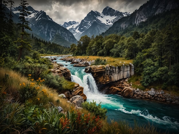 Auf dem Bild ist eine malerische Landschaft mit einem türkisfarbenen Fluss zu sehen, der durch eine gebirgige Umgebung fließt. Die Szenerie wird von hohen Bergen mit schneebedeckten Gipfeln und einer dichten, grünen Vegetation umrahmt.Für die Reiseplanung zum Besuch des Queulat-Nationalparks in Chile empfehle ich folgende Schritte:1. **Anreise**: Der nächste größere Flughafen ist in Coyhaique. Von dort aus können Sie einen Mietwagen nehmen oder öffentliche Verkehrsmittel nutzen.2. **Unterkunft**: Es gibt einfache Hütten und Campingplätze innerhalb des Parks, die im Voraus gebucht werden sollten. Alternativ gibt es auch Unterkünfte in nahegelegenen Städten wie Puerto Cisnes.3. **Aktivitäten**: Planen Sie Wandertouren entlang der gut markierten Wanderwege. Besonders beeindruckend sind der Queulat-Regenwald und die hängenden Gletscher.4. **Ausrüstung**: Bringen Sie wetterfeste Kleidung und gutes Wanderequipment mit, da das Wetter schnell umschlagen kann.5. **Respekt der Natur**: Achten Sie auf die Umwelt, indem Sie auf markierten Wegen bleiben und Ihren Müll mitnehmen.Mit diesen Tipps steht einem unvergesslichen Besuch im Queulat-Nationalpark nichts im Wege!