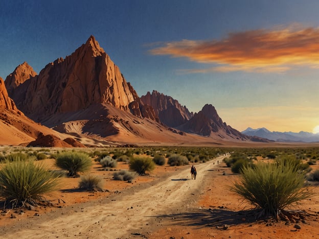 Auf dem Bild ist eine malerische Wüstenlandschaft mit beeindruckenden Felsen und Bergen zu sehen, die typische Merkmale der Umgebung von Calama in Chile aufweisen. In dieser Region gibt es viele Aktivitäten und Erlebnisse, die man genießen kann:1. **Wanderungen**: Die Umgebung bietet zahlreiche Wanderwege, die durch die atemberaubenden Felsformationen und die beeindruckende Natur führen.2. **Sternenhimmel beobachten**: Aufgrund der geringen Lichtverschmutzung ist die Region ideal, um einen klaren, unvergesslichen Blick auf den Nachthimmel zu genießen.3. **Besuch der Atacama-Wüste**: Calama ist ein guter Ausgangspunkt für Erkundungen der Atacama-Wüste, bekannt für ihre extreme Trockenheit und die faszinierenden Landschaften.4. **Kultur erleben**: Die Nähe zu pueblos wie San Pedro de Atacama ermöglicht es, die lokale Kultur und Geschichte kennenzulernen.5. **Fototouren**: Die beeindruckenden Landschaften sind ideal für Fotografen, die die natürlichen Schönheiten der Wüste festhalten möchten.Diese Erlebnisse machen einen Aufenthalt in und um Calama einzigartig und unvergesslich.