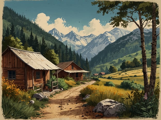Auf dem Bild sehen wir eine malerische Landschaft mit Holzhütten, die von Bergen und Wäldern umgeben sind. Diese Idylle bietet zahlreiche Aktivitäten und Erlebnisse in der Umgebung.Man könnte hier wandern gehen und die frische Luft der Berge genießen. Es gibt auch die Möglichkeit, Rad zu fahren oder Fotografie zu betreiben, um die beeindruckende Natur festzuhalten. In der Umgebung könnten kleine Picknicks auf den Wiesen stattfinden, während man die Aussicht auf die schneebedeckten Gipfel bewundert.Außerdem lädt die Umgebung zum Entspannen ein, vielleicht bei einem gemütlichen Lagerfeuer unter dem Sternenhimmel. Solche Orte sind ideal, um dem Alltag zu entfliehen und die Ruhe der Natur zu erleben.