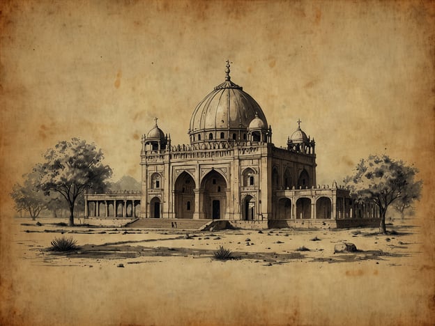 Auf dem Bild ist ein monumentales Bauwerk zu sehen, das stark an indische Architektur erinnert, insbesondere an Mausoleen aus der Mogul-Zeit. Die Kuppel und die Verzierungen deuten auf den typischen Stil dieser Epoche hin, der durch opulente Ornamente und filigrane Schnitzereien geprägt ist.Einfach gespielt könnte man an das Humayun-Mausoleum in Delhi denken, das im 16. Jahrhundert erbaut wurde und als Vorbild für das berühmte Taj Mahal gilt. Dieses Mausoleum symbolisiert nicht nur die künstlerische Blütezeit des Mogulreichs, sondern auch den Einfluss islamischer Architektur auf den indischen Subkontinent.Historisch gesehen stellt der Mogulstil eine Synthese aus persischen, zentralasiatischen und indischen architektonischen Elementen dar. Die Konstruktionen wurden oft aus rotem Sandstein und weißem Marmor errichtet, und viele enthalten Gartenanlagen, die das Paradiessymbolisieren.Kulturell hat das Bauwerk eine tiefere Bedeutung: Es repräsentiert nicht nur die Grabstätte von königlichen Persönlichkeiten, sondern auch den Ausdruck von Liebe und Trauer. Zudem ist es ein wichtiger Teil des Erbes Indiens und zieht heute viele Touristen an, die sich für Geschichte und Architektur interessieren.