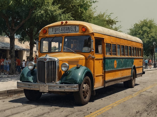 Auf dem Bild ist ein gelb-grüner Bus zu sehen, der wahrscheinlich aus der Mitte des 20. Jahrhunderts stammt. Der Bus hat ein nostalgisches Design und steht auf einer Straße, umgeben von Bäumen und Menschen.**Anreise:**Wenn Sie eine ähnliche Sehenswürdigkeit besuchen möchten, suchen Sie nach historischen Verkehrsmitteln oder Oldtimer-Busfahrten in Ihrer Nähe. Oft bieten Städte spezielle Touren an, die durch bedeutende Viertel führen, und einige haben auch Museumsbusse, die historische Routen befahren.**Praktische Tipps:**1. **Planen Sie Ihre Route:** Überprüfen Sie im Voraus den Fahrplan der Busse oder Touren, um Wartezeiten zu minimieren.2. **Kaufen Sie Tickets im Voraus:** Bei beliebten Touren kann es sinnvoll sein, Tickets online zu reservieren.3. **Sehen Sie sich lokale Veranstaltungen an:** Manchmal gibt es an bestimmten Tagen spezielle Aktionen oder Routen, die historische Fahrzeuge präsentieren.4. **Kamera mitnehmen:** Vergessen Sie nicht, Ihre Kamera oder Ihr Smartphone für tolle Erinnerungsfotos einzupacken!