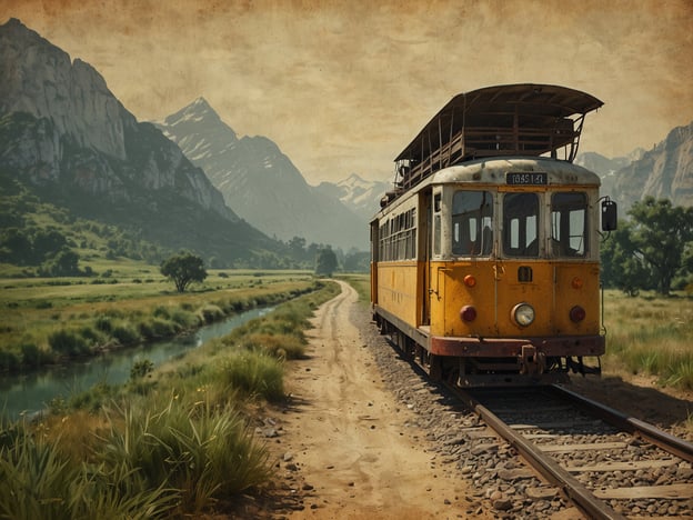Auf dem Bild ist eine alte Straßenbahn oder ein Triebwagen in einer malerischen Landschaft zu sehen, umgeben von Bergen und Grünflächen. Dieses Szenario symbolisiert den umweltfreundlichen Aspekt des nachhaltigen Tourismus.Durch die Verwendung von öffentlichen Verkehrsmitteln wie dieser Bahn wird der CO2-Ausstoß verringert, was wichtig für den Schutz der Natur ist. Nachhaltiger Tourismus fördert den Erhalt von Landschaften und Ökosystemen, indem er umweltbewusste Reisemöglichkeiten schafft. Solche Transportmittel ermöglichen es Touristen, die Schönheit der Natur zu erleben, ohne diese zu schädigen, und sensibilisieren für den Umweltschutz.