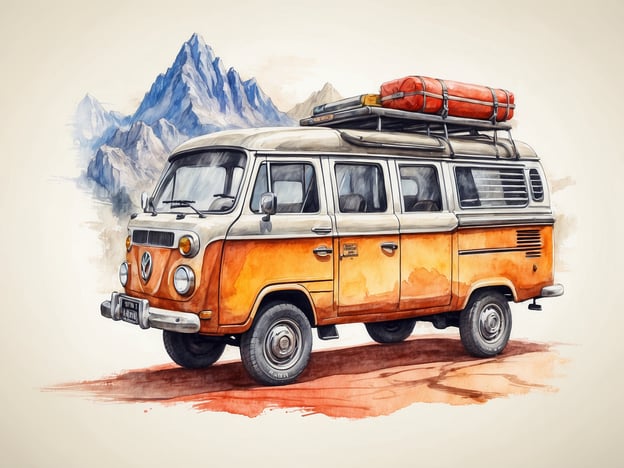 Auf dem Bild ist ein orangefarbener VW-Bus zu sehen, der bereit für Abenteuer in den Bergen ist. Besucher könnten Aktivitäten wie Camping, Mountainbiking oder Wandern in der umliegenden Natur genießen.Es gibt auch Möglichkeiten für unvergessliche Roadtrips, bei denen man verschiedene Landschaften erkunden kann. Zudem könnten Touren angeboten werden, um lokalische Sehenswürdigkeiten zu entdecken, während man den Charme des VW-Busses in vollen Zügen auskostet. Ein Picknick neben dem Fahrzeug könnte ebenfalls eine schöne Option sein, um die Landschaft zu genießen.