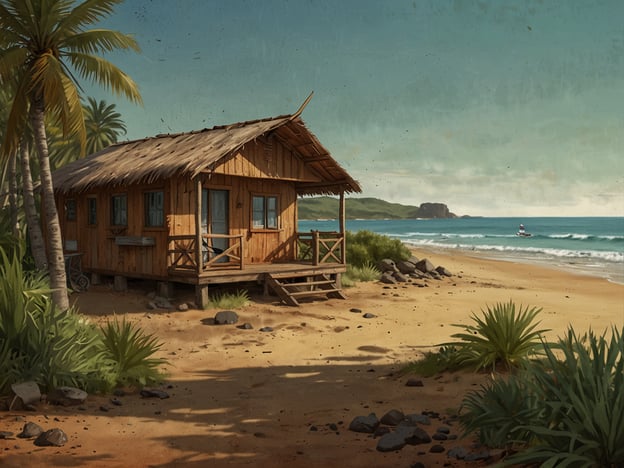 Auf dem Bild ist eine charmante Holzhütte am Strand zu sehen, umgeben von Palmen und grüner Vegetation. Es vermittelt eine entspannte und tropische Atmosphäre.Um zur Isla de la Plata zu gelangen, gibt es verschiedene Anreisemöglichkeiten. Die häufigste Route führt über die Stadt Puerto López in Ecuador. Von dort aus können Besucher Boote charteren oder an organisierten Touren teilnehmen, die zur Isla de la Plata fahren. Diese Ausflüge bieten oft auch Führungen an, um die einheimische Tierwelt zu entdecken.Für Unterkünfte in der Nähe von Puerto López gibt es zahlreiche Optionen, von Hotels und Hostels bis zu privaten Lodges, die oft spezielle Pakete für Besuche der Insel anbieten. Einige Unterkünfte legen Wert auf nachhaltigen Tourismus und bieten lokale Küche sowie geführte Touren an.