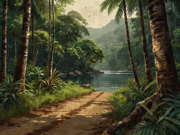 Auf dem Bild ist eine üppige, tropische Landschaft mit dichtem Grün, Palmen und einem ruhigen Fluss zu sehen. Diese Szenerie könnte als Inspiration für zukünftige Konzepte zum Schutz von Naturräumen dienen, ähnlich dem Yasuní-Schutzgebiet in Ecuador.Das Yasuní-Schutzgebiet ist ein wichtiges Beispiel für den Erhalt von Biodiversität und die Berücksichtigung indigener Gemeinschaften. Solche Modelle könnten dabei helfen, nachhaltige Ansätze zu entwickeln, die sowohl den Schutz der natürlichen Ressourcen als auch die Lebensweise der einheimischen Völker fördern.Die Visualisierung einer solchen unberührten Natur könnte dazu beitragen, das Bewusstsein für den Erhalt der Artenvielfalt zu steigern und das Interesse an nachhaltigen Entwicklungskonzepten anzuregen.