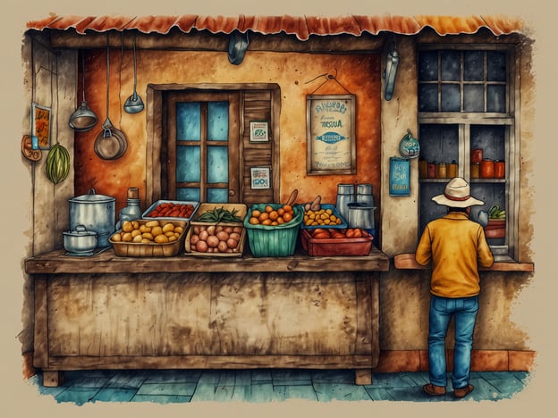 Auf dem Bild ist ein Marktstand zu sehen, der mit einer Vielzahl von frischen Obst- und Gemüsesorten gefüllt ist. In Salinas, einer Region bekannt für ihre landwirtschaftlichen Produkte, könnten solche Stände eine große Auswahl an regionalen kulinarischen Highlights bieten.Typische Produkte, die man dort finden könnte, sind:- **Frische Zitrusfrüchte**: Salinas ist bekannt für seine reichhaltige Ernte an Orangen und Zitronen.- **Tomaten**: Oft werden hier verschiedene Sorten angeboten, ideal für Salate oder Salsas.- **Kräuter**: Frische Kräuter wie Koriander und Petersilie, die für viele Gerichte verwendet werden.- **Lokale Spezialitäten**: Dazu könnten auch traditionelle Gerichte oder Produkte wie frische Tortillas oder Salsa gehören, die aus den im Bild dargestellten Zutaten zubereitet werden.Diese Elemente spiegeln die kulinarische Vielfalt und das regionale Erbe von Salinas wider.
