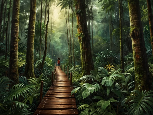 Auf dem Bild ist ein dichter Wald mit einer Holzbrücke zu sehen, die durch die tropische Vegetation führt. Die Lichtverhältnisse wirken mystisch, da Sonnenstrahlen durch die Bäume dringen.### Praktische Tipps für deinen Besuch in Puyo:1. **Wetter vorbereiten**: Puyo liegt im Amazonasgebiet, wo es oft regnet. Packe wasserfeste Kleidung und einen Regenschirm ein.2. **Gute Wanderschuhe**: Da du viel in der Natur unterwegs sein wirst, sind feste, rutschfeste Schuhe wichtig.3. **Insektenrepellent**: Mückenschutzmittel ist ein Muss, um stiche zu vermeiden.4. **Wasser und Snacks**: Halte dich hydriert und bringe etwas zu essen mit, besonders wenn du Wanderungen planst.5. **Guide buchen**: Es ist empfehlenswert, einen lokalen Guide zu engagieren, der dir die Flora und Fauna näherbringen kann.6. **Respektiere die Natur**: Bleibe auf den Wegen und entnehme keine Pflanzen oder Tiere aus ihrem natürlichen Lebensraum.7. **Fotografie**: Nimm eine Kamera mit, um die beeindruckende Natur festzuhalten, aber sei leis und respektvoll, um die Tierwelt nicht zu stören.Viel Spaß bei deinem Besuch!