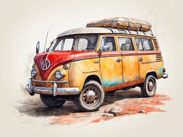 Auf dem Bild ist ein nostalgischer Volkswagen Bus (VW Bus) zu sehen, der in gelb und rot lackiert ist. Auf dem Dach sind Gepäckrollen verstaut, was darauf hindeutet, dass er für eine Reise oder einen Ausflug genutzt werden könnte.In Bezug auf die Sicherheit im Kletterwald ist es wichtig, stets auf die richtige Ausrüstung und die Einweisung durch Fachpersonal zu achten, um Verletzungen zu vermeiden und ein sicheres Erlebnis zu garantieren. Das gleiche gilt auch beim Reisen: Man sollte immer sicherstellen, dass das Fahrzeug in gutem Zustand ist und alle Sicherheitsvorkehrungen getroffen wurden.