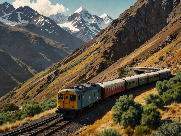 Auf dem Bild ist ein Zug zu sehen, der durch eine bergige Landschaft mit hohen, schneebedeckten Gipfeln fährt. In Alausí, Ecuador, gibt es viele Aktivitäten und Erlebnisse, die man genießen kann.Eine der Hauptattraktionen ist die Zugfahrt zur „Nariz del Diablo“ (Teufelsnase), die spektakuläre Ausblicke auf die umliegenden Anden bietet. Während der Fahrt kann man die atemberaubende Natur bewundern und die traditionellen Dörfer entlang der Strecke erkunden.Zusätzlich kann man in Alausí Wanderungen unternehmen, die lokale Kultur kennenlernen und historische Stätten besuchen. Die Umgebung ist ideal für Naturliebhaber, die die Schönheit der Berge und die Vielfalt der Flora und Fauna erleben möchten. Ein Besuch in lokalen Märkten bietet die Möglichkeit, traditionelle Handwerkskunst und köstliche einheimische Speisen zu probieren.