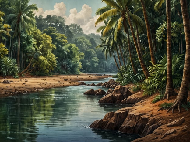 Auf dem Bild ist eine malerische Flusslandschaft mit üppiger, tropischer Vegetation zu sehen. Am Ufer des Flusses wachsen hohe Palmen und dichte Büsche, während das Wasser ruhig fließt.Am Napo-Fluss gibt es viele spannende Tourismusoptionen, die Besucher der Region ansprechen. Man kann zum Beispiel:1. **Dschungeltouren**: Geführte Touren durch den Amazonas-Dschungel machen, um die einzigartige Flora und Fauna zu entdecken.2. **Kanu- oder Bootstouren**: Entlang des Flusses paddeln, um die Landschaft zu genießen und vielleicht auch Tiere wie Flussdelphine zu beobachten.3. **Fischerei-Ausflüge**: Lokale Fischereitechniken kennenlernen und selbst angeln.4. **Baumhausübernachtungen**: In einem Baumhaus übernachten und das nächtliche Dschungelleben erleben.5. **Kulturelle Begegnungen**: Zeit mit indigenen Gemeinschaften verbringen und deren Lebensweise kennenlernen.Diese Aktivitäten bieten eine großartige Möglichkeit, die natürliche Schönheit und kulturelle Vielfalt der Region zu erleben.
