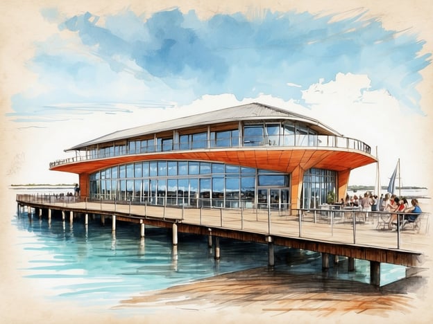 Auf dem Bild ist ein modernes Gebäude zu sehen, das an einen Bootsanleger oder ein Restaurant am Wasser erinnert, möglicherweise mit einem Blick auf einen See oder das Meer. In Niendorf gibt es mehrere Sehenswürdigkeiten und Aktivitäten, die dazu passen könnten.
Eine beliebte Attraktion in Niendorf ist der Niendorfer Hafen, wo Besucher Boote beobachten und frischen Fisch genießen können. Außerdem findet man in der Nähe schöne Strände, an denen man entspannen, schwimmen oder Wassersport betreiben kann. Ein weiterer Anziehungspunkt ist die Promenade, ideal für Spaziergänge und das Genießen von lokalen Cafés und Restaurants mit Ausblick auf das Wasser.
Diese Aktivitäten machen Niendorf zu einem tollen Ziel für Erholung und Naturliebhaber.