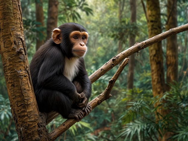Auf dem Bild ist ein Schimpanse zu sehen, der auf einem Ast sitzt und in die Umgebung schaut. Viele Besucher, die solche Tiere in freier Wildbahn oder in Zoos beobachten, berichten von der Faszination, die diese intelligenten Tiere ausstrahlen.Ein Besucher könnte erzählen, wie er einmal einen Schimpansen beim Spielen gesehen hat, während er mit seinen Artgenossen durch die Bäume schwang. Das Geschrei und die Interaktionen zwischen den Affen waren beeindruckend und zeigten die enge soziale Struktur ihrer Gruppen. Diese Erlebnisse lassen oft ein tiefes Verständnis für den Lebensraum und das Verhalten von Primaten wachsen.Ein anderer Besucher könnte von der Kontemplation berichten, die er beim Anblick eines ruhenden Schimpansen empfand – das ruhige Sitzen auf einem Ast könnte eine tiefere Einsicht in die Ruhe und Gelassenheit der Natur bieten. Solche Momente ermutigen viele, über den Schutz dieser faszinierenden Tiere und ihrer Lebensräume nachzudenken.