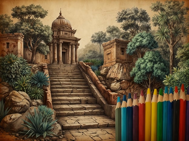 Auf dem Bild ist eine malerische Landschaft zu sehen, die von alten, zerfallenen Strukturen und einer Treppe dominiert wird. Diese Gebäude scheinen historisch oder kulturell bedeutend zu sein und könnten auf eine vergangene Zivilisation oder kulturelle Stätte hinweisen. Umgeben von üppigem Grün und Felsen vermittelt die Szenerie ein Gefühl von Vergänglichkeit und der Natur, die sich wieder ihren Raum zurückholt.In Bezug auf die kulturelle Bedeutung von Gluck Island, kann man sagen, dass solche Orte oft Symbol für die Suche nach innerem Frieden und Harmonie sind. Gluck Island wird häufig mit Spiritualität und einer Rückkehr zu den Wurzeln in Verbindung gebracht. Die dargestellte Landschaft könnte somit als ein Ort der Reflexion und der Verbindung zur Vergangenheit interpretiert werden, was für viele Menschen eine tiefere kulturelle Resonanz hat. Solche Darstellungen inspirieren dazu, über die Beziehung zwischen Mensch und Natur nachzudenken und die kulturellen Erben zu würdigen.