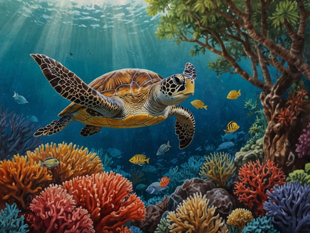 Auf dem Bild ist eine Schildkröte zu sehen, die durch ein buntes Riff schwimmt, umgeben von vielen Korallen und verschiedenen Fischarten. Dies erinnert an einige der besten Tauchspots in Bonaire, wie zum Beispiel:1. **Klein Bonaire**: Eine unbewohnte Insel mit beeindruckenden Korallenriffen, ideal für Taucher und Schnorchler.2. **1000 Steps**: Bekannt für seine steil abfallenden Riffe und reiche Unterwasserwelt.3. **Salt Pier**: Berühmt für seine vielfältige Meeresfauna und die schönen, bunten Korallen.Diese Tauchspots bieten zudem die Möglichkeit, Meeresschildkröten und andere Meereslebewesen zu beobachten, genau wie auf dem Bild.